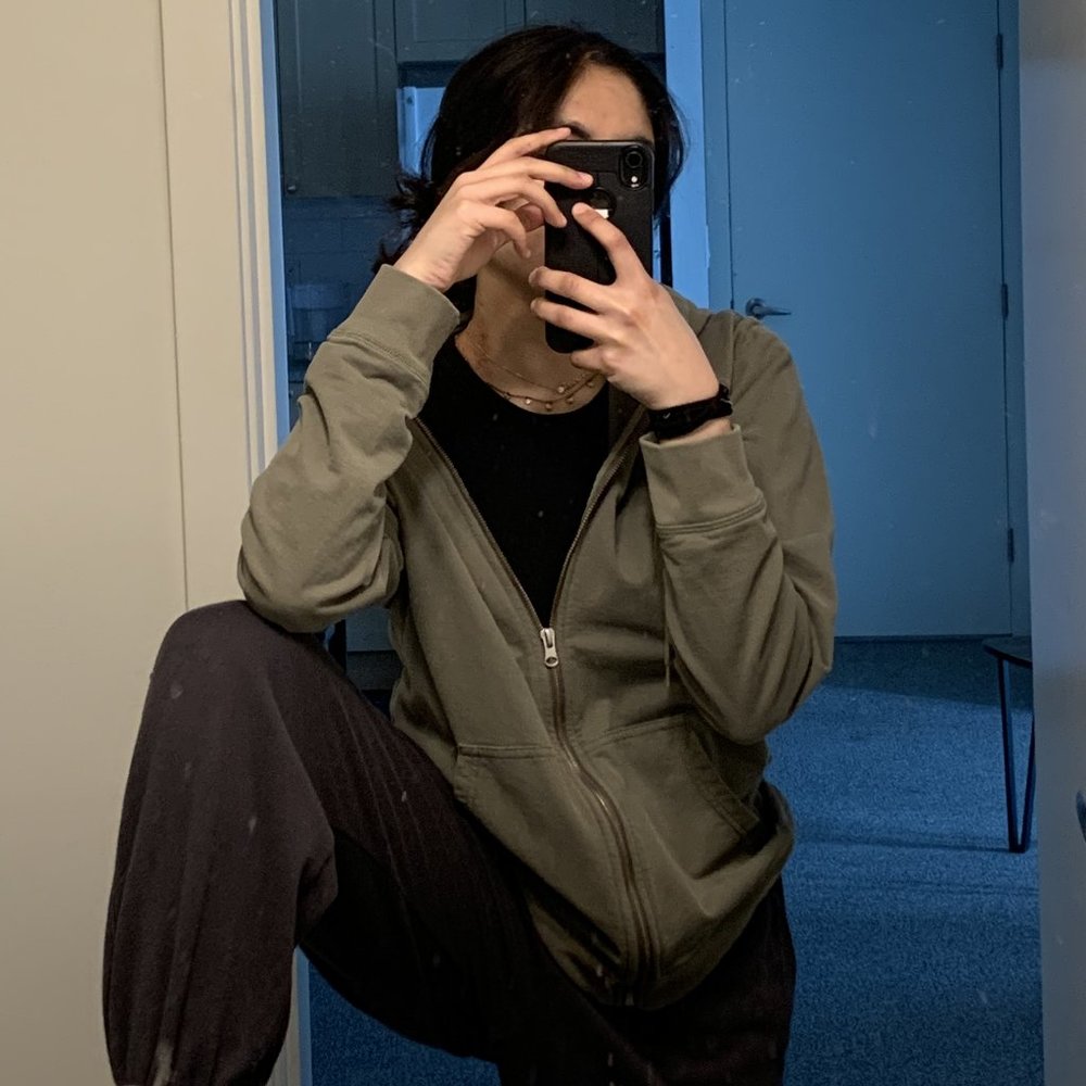 Converse Army Green Zip-Up Hoodie